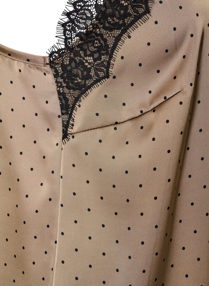 Top met bandjes en een kanten asymmetrische zoom, Beige, Packshot image number 3