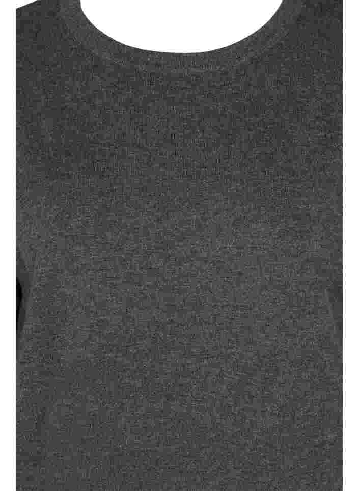 Gebreide trui met ronde hals en 3/4 mouwen, Dark Grey Melange, Packshot image number 2