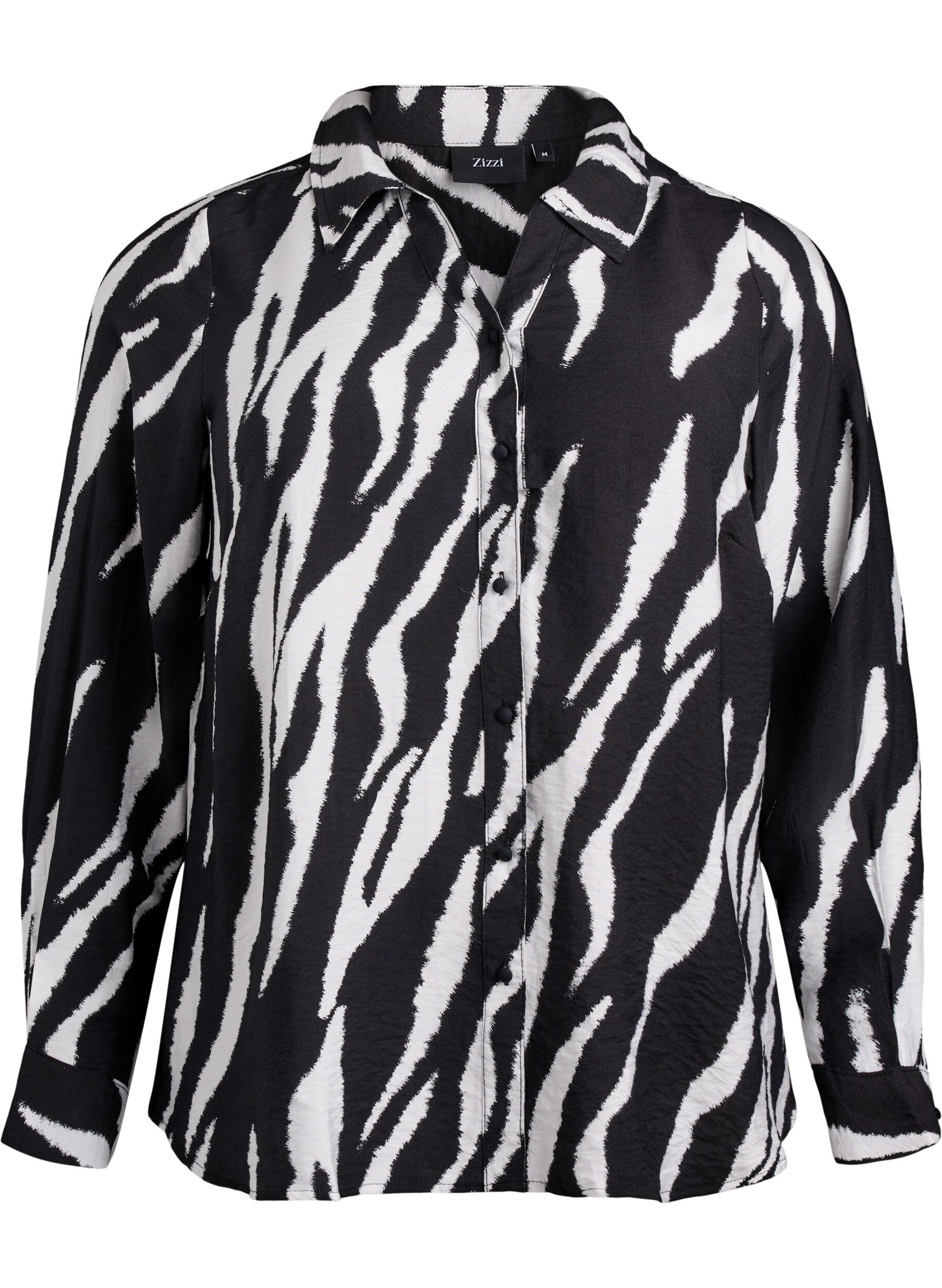 Zizzi Zebraprint overhemd, Zwart, Packshot image number 0