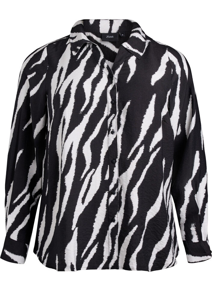 Zebraprint overhemd, Zwart, Packshot image number 0