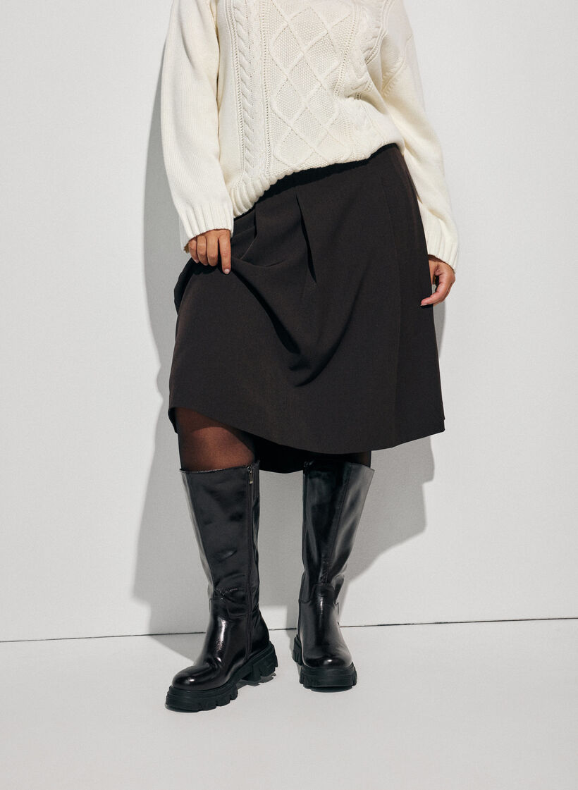 A-lijn rok tot de knie, Bruin, Model image number 2