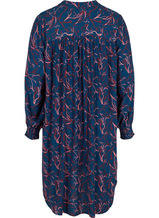 Viscose jurk met print en striksluiting, Dark Blue AOP, Packshot image number 1