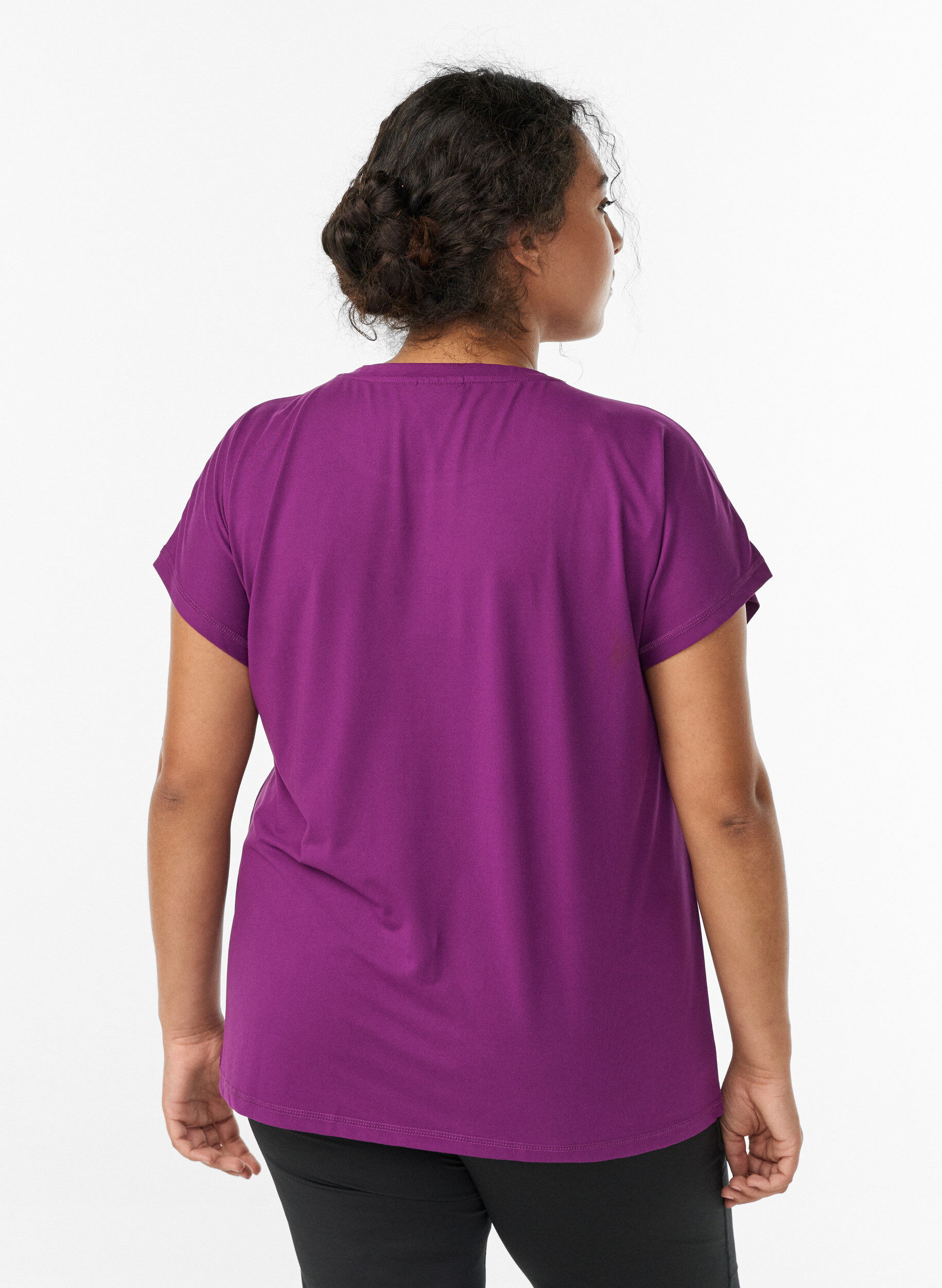 ZizziEffen gekleurd trainingsshirt, Paars, Model image number 2
