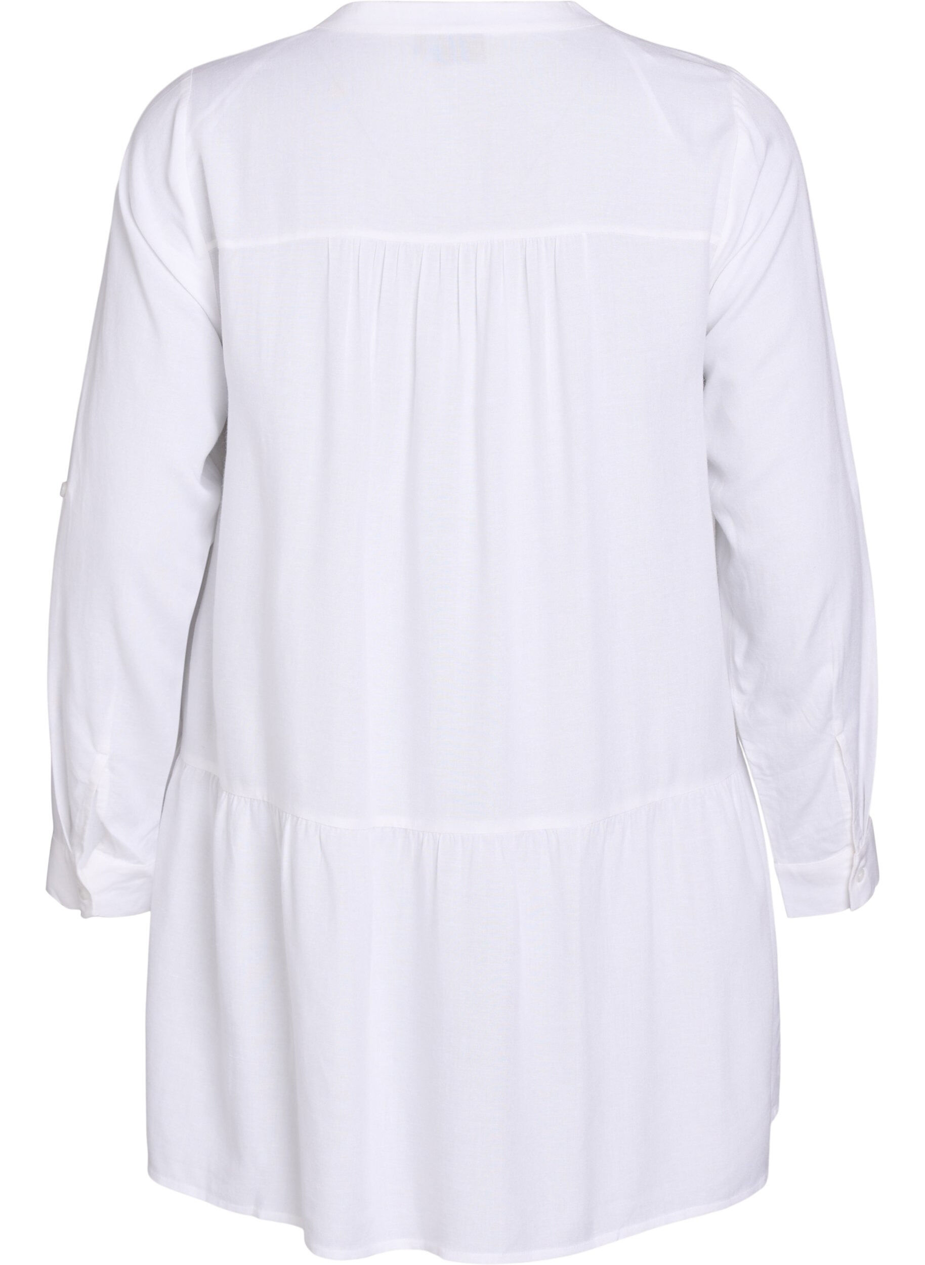 Zizzi Tunic met V-hals en geplooide details, Wit, Packshot image number 1