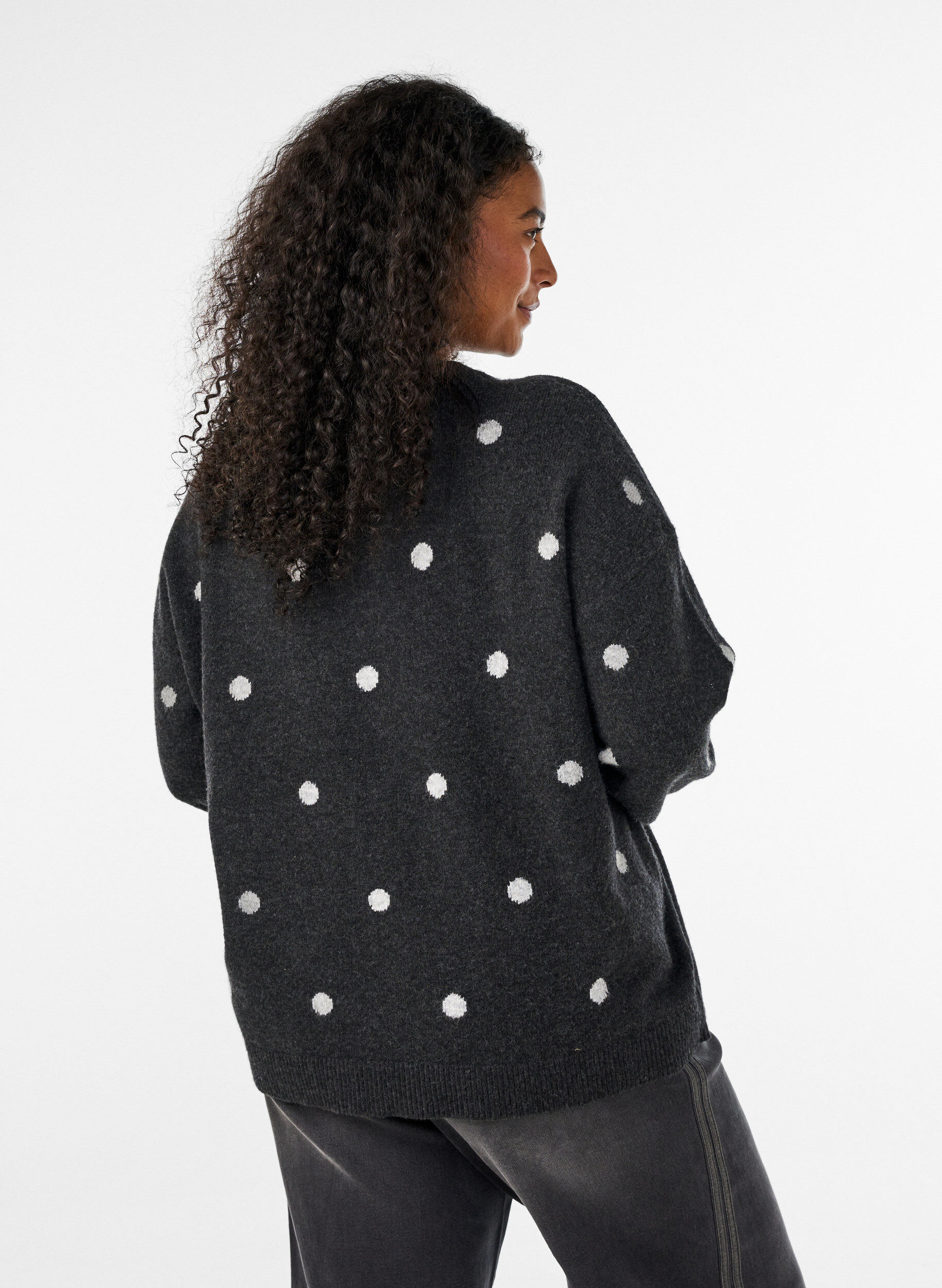 ZizziVest met stippenpatroon, Grijs, Model image number 2