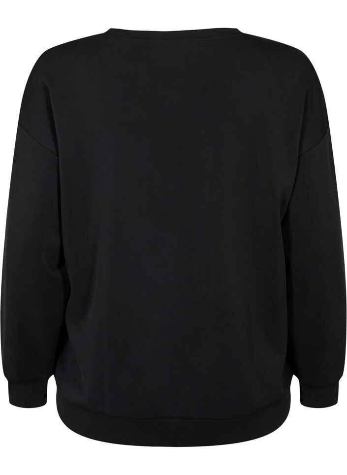 Sweatshirt met tekstprint, Black, Packshot image number 1