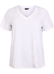 Basis T-shirt van katoen met een V-hals, Wit