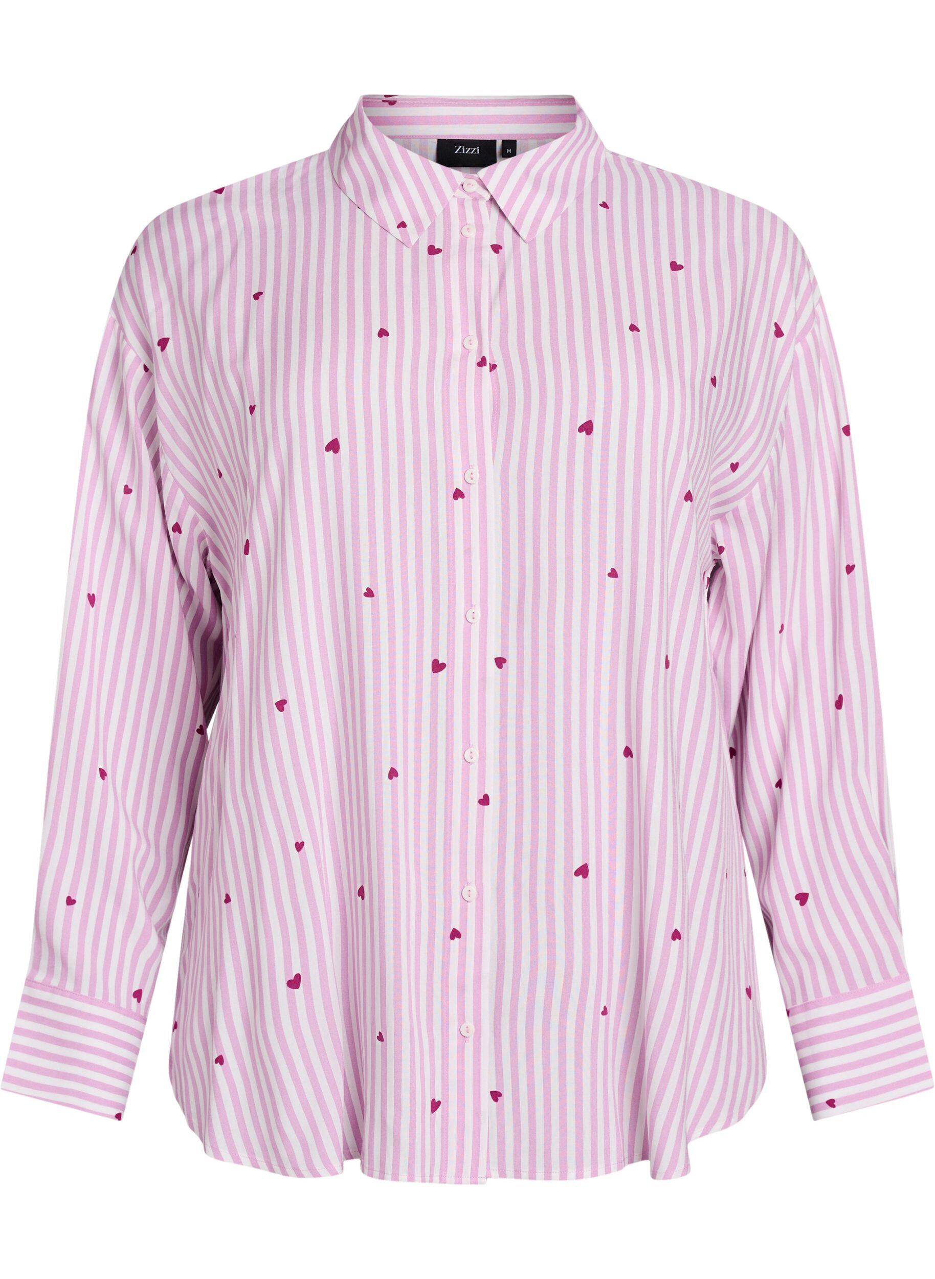 ZizziNachtshirt met strepen en hartjes, Roze, Packshot image number 0