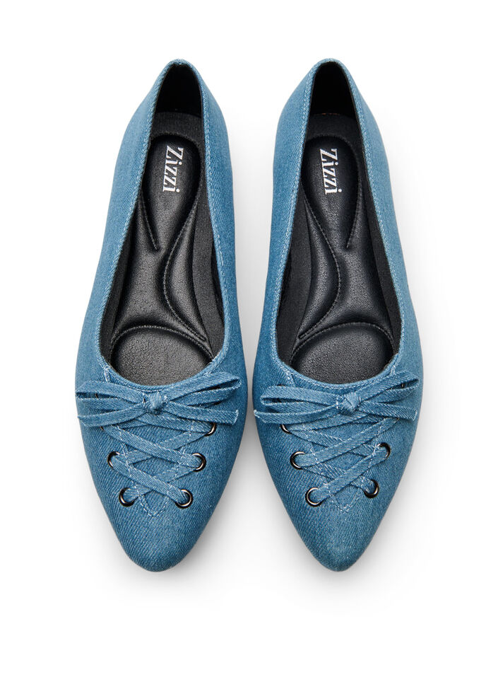 Ballerina flats met vetersluiting, Blauw, Packshot image number 2