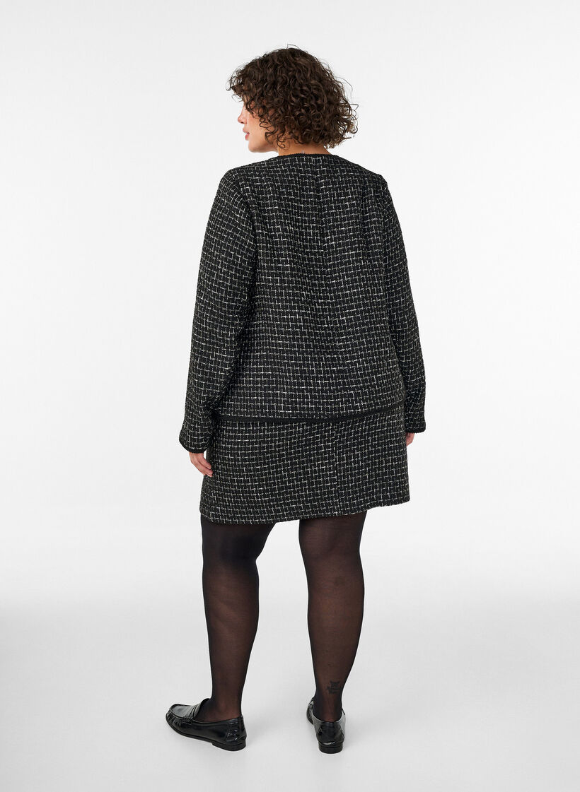 Korte boucl&eacute; rok, Zwart, Model image number 2