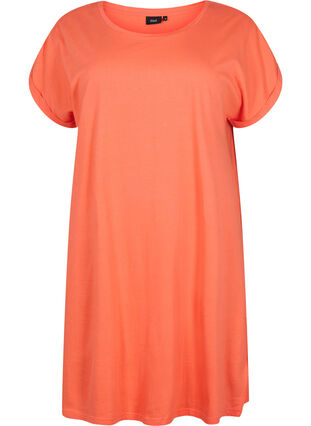 2-pack katoenen jurk met korte mouwen, Living Coral / Black, Packshot image number 3
