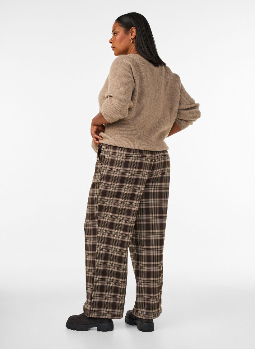 Gecrochte broek met wijde pijpen, Bruin, Model