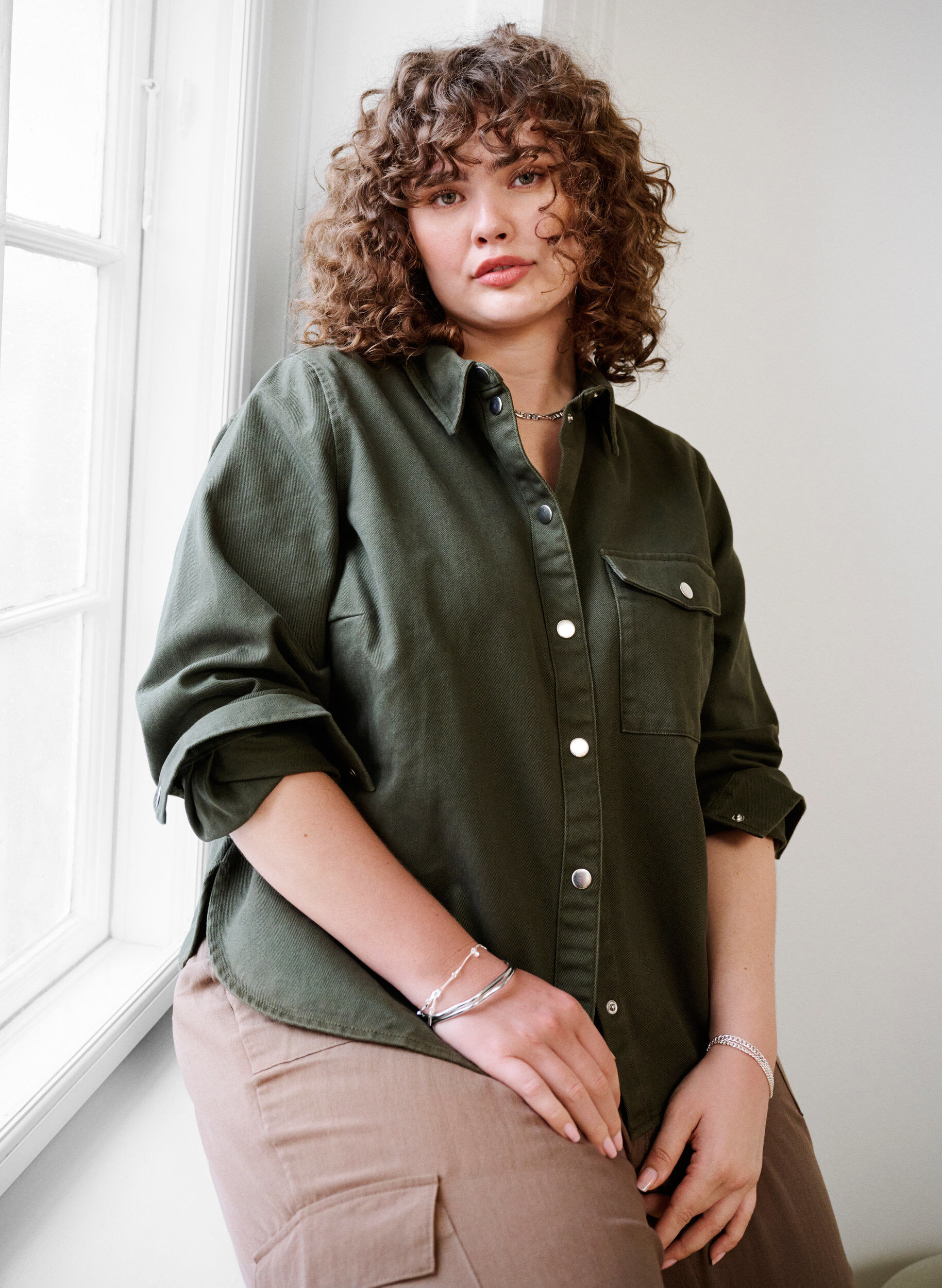 Zizzi Canvas jas met knopen, Forest Night, Image image number 0