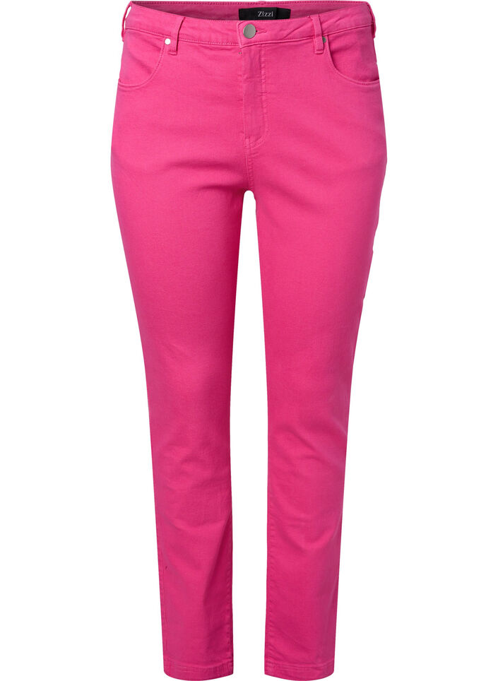 Emily jeans met normale taille en slanke pasvorm, Shock. Pink, Packshot image number 0