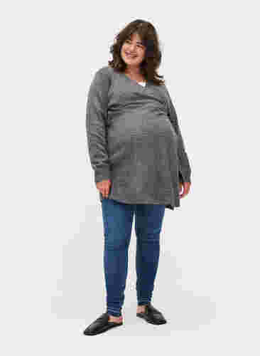 Gemêleerde zwangerschapstop met wikkel, Medium Grey Melange, Model image number 2