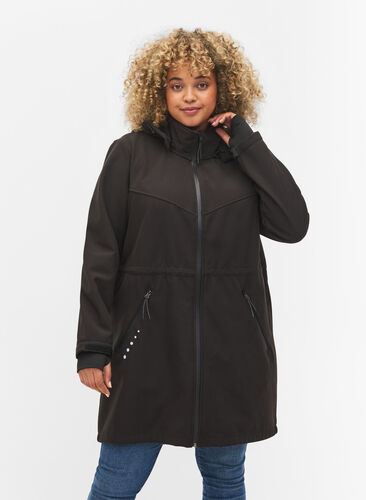 Softshell jas met bijpassende fleece, Black Solid, Model image number 0