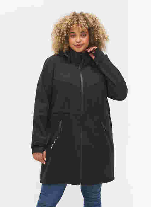 Softshell jas met bijpassende fleece, Black Solid, Model