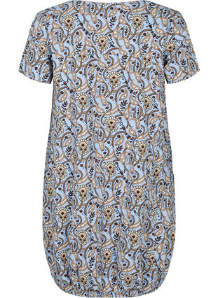 Bedrukte katoenen jurk met korte mouw, Blue Paisley , Packshot image number 1