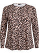 Blouse met lange mouwen en luipaardprint, Bruin, Packshot image number 0