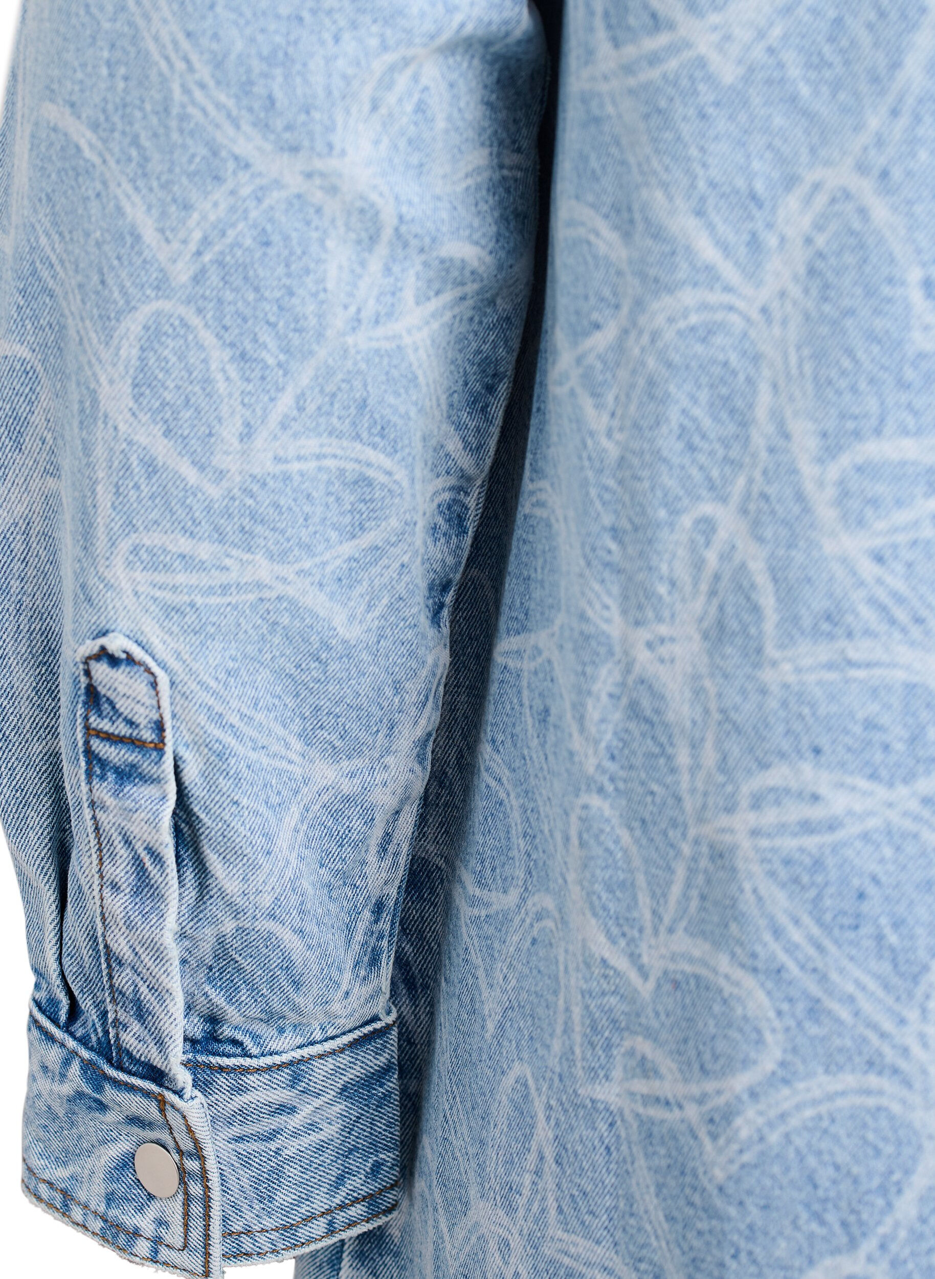 Zizzi Denim jurk met hartjespatroon, Blauw, Packshot image number 3