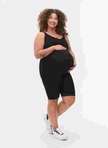 Zwangerschapsfietsbroek met kanten randje, Black, Model image number 2