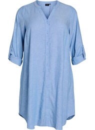 Lange shirt in linnen en viscose, Blauw