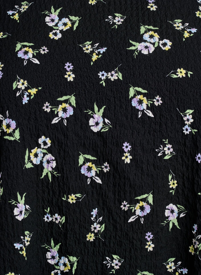 FLASH - Blouse met korte mouwen en textuur, Zwart, Packshot image number 2