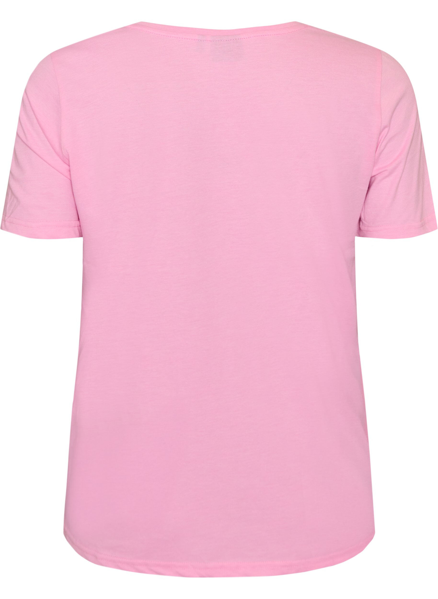 Zizzi T-shirt met V-hals, Roze, Packshot image number 1