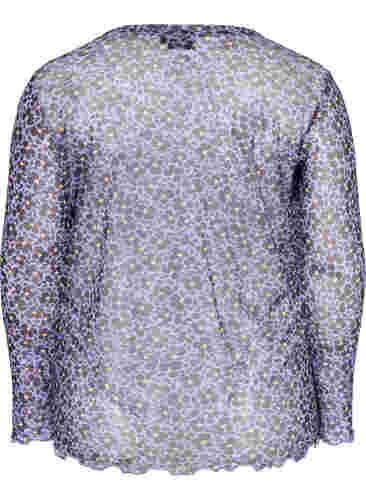 Nauwsluitende mesh top met bloemenprint, Purple AOP, Packshot image number 1