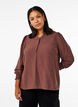 Blouse met rucheskraag, Bruin, Model image number 0
