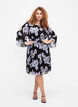 Bedrukte geplooide jurk met bindband, Black w. Floral, Model image number 2