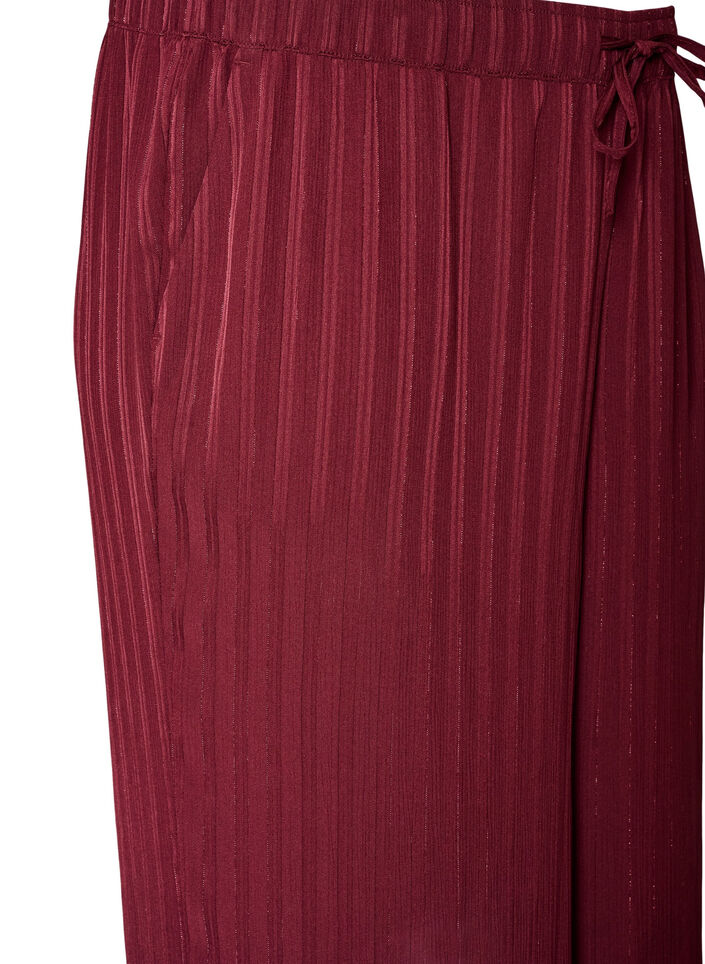 Broek met textuurstrepen en rechte pijpen, Rood, Packshot image number 2