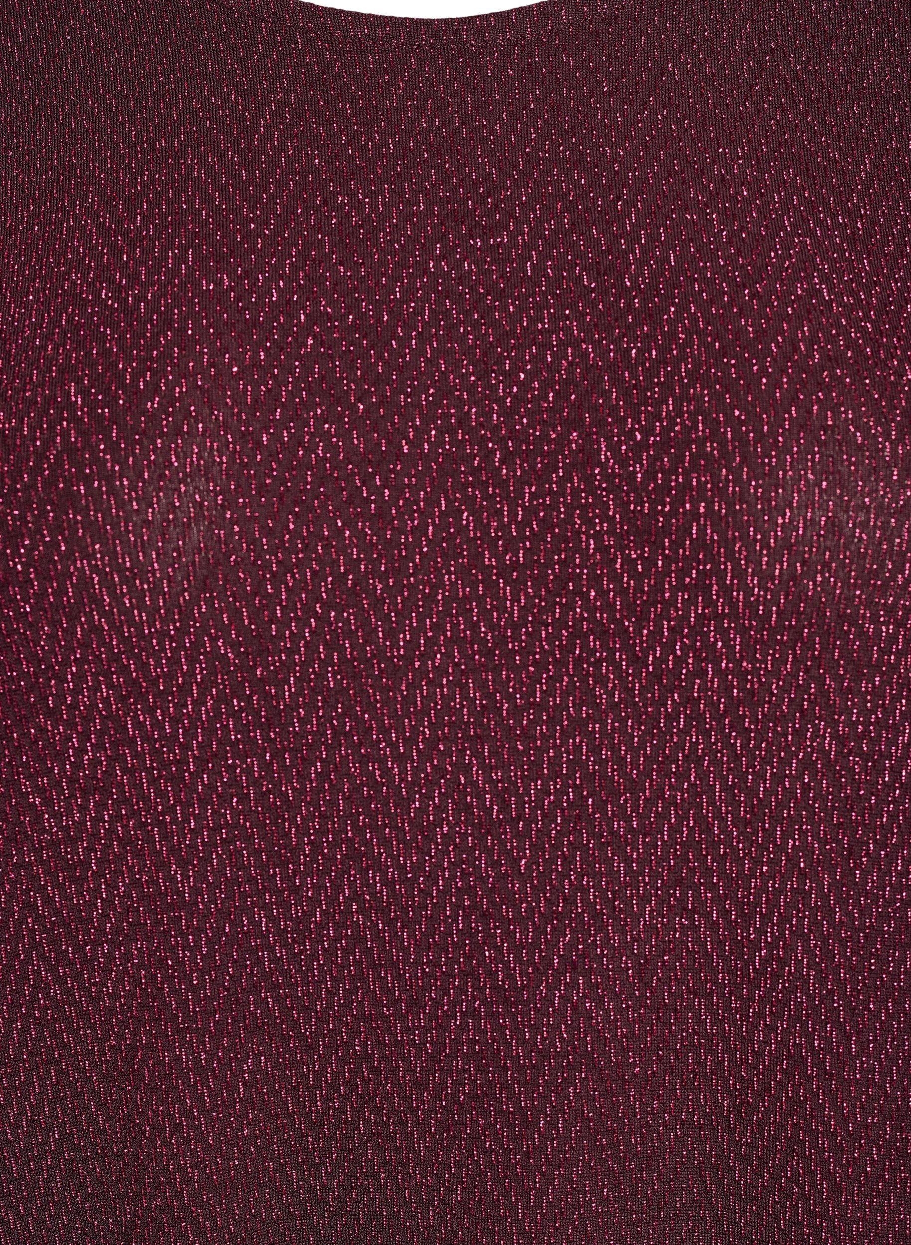 Zizzi Blouse met glitterpatroon en 3/4 mouwen, Donker Bordeaux, Packshot image number 2