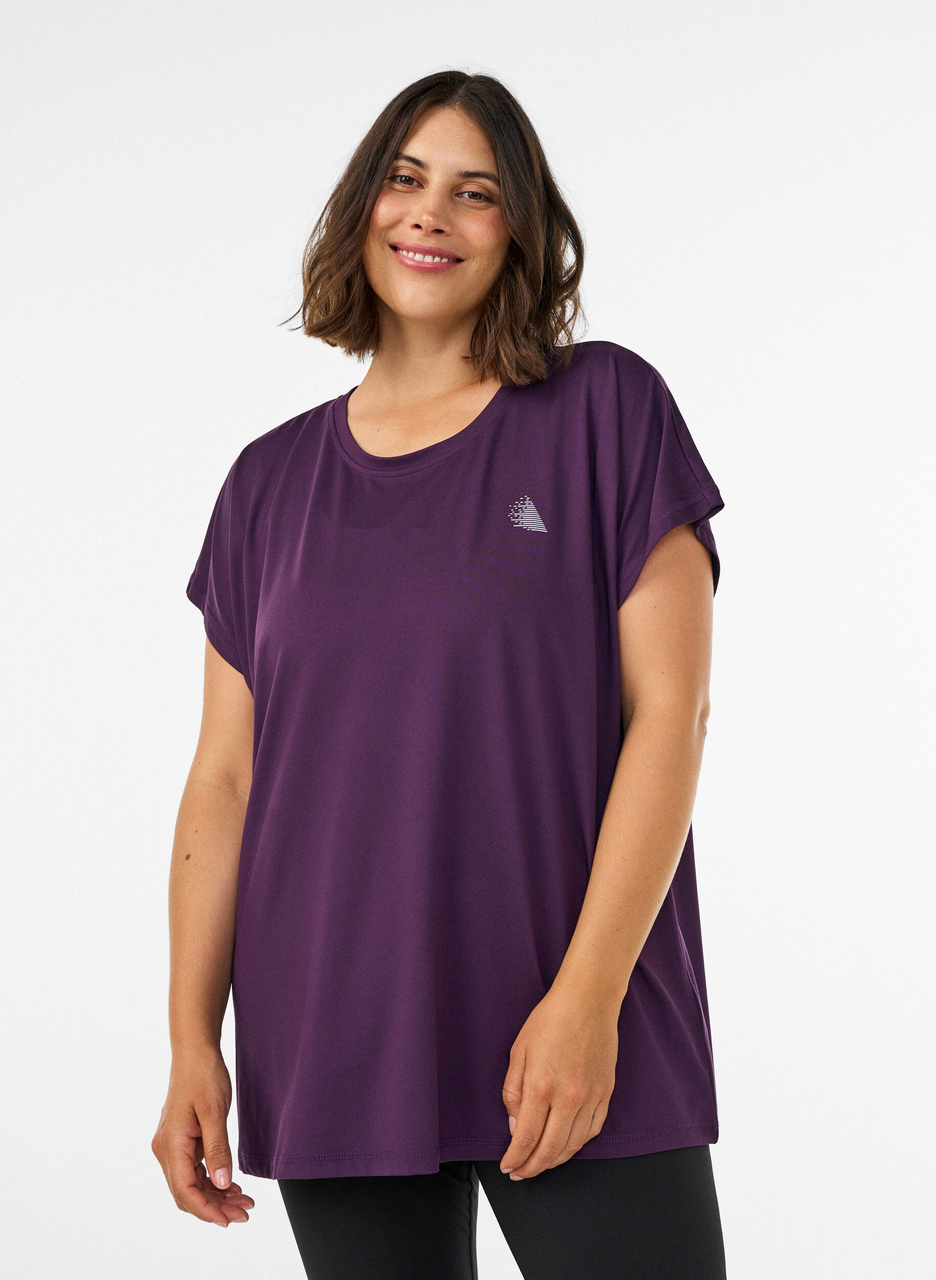 Effen gekleurd trainingsshirt, Paars, Model