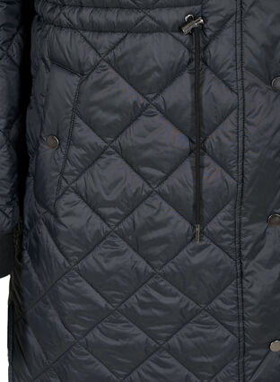 Gewatteerde lichte jas met capuchon, Black, Packshot image number 3