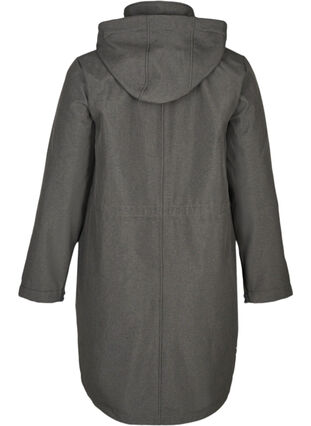 Lange softshell jas met capuchon, Dark Grey Melange, Packshot image number 1