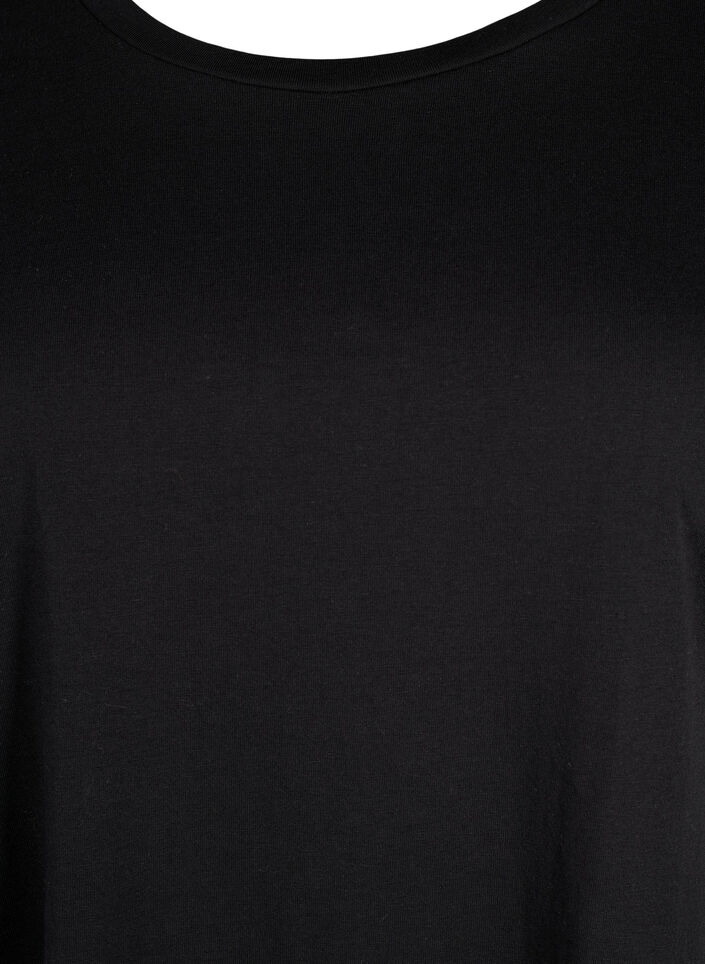 T-shirt met korte mouwen van katoenmix, Zwart, Packshot image number 2