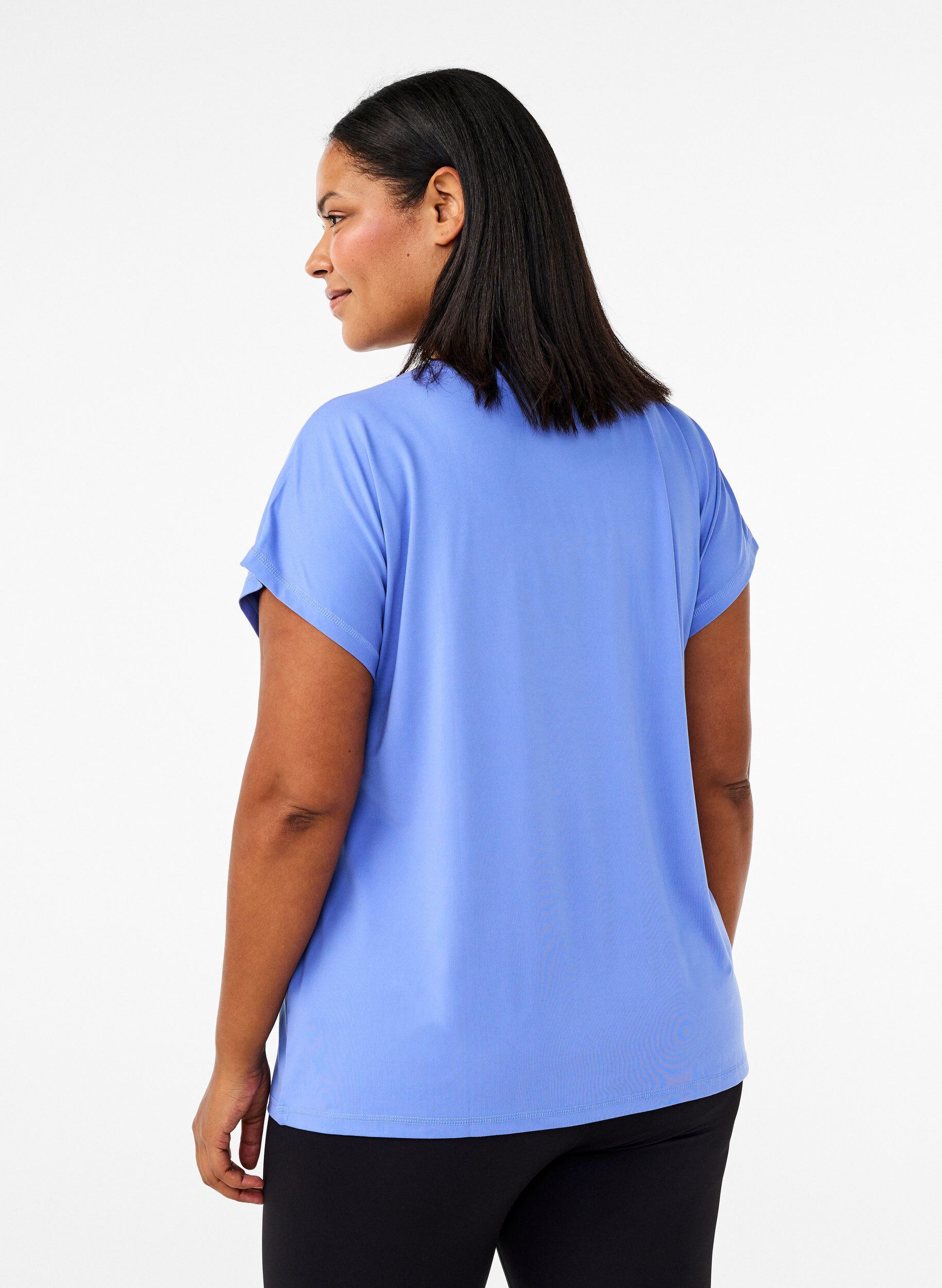 Zizzi Effen gekleurd T-shirt voor sporten, Blauw, Model image number 2