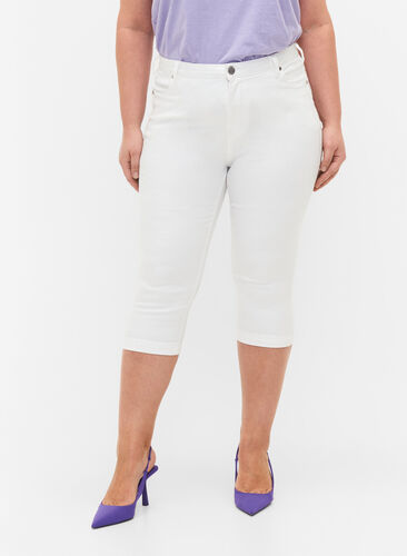 High waist Amy capri jeans met super slim fit, Bright White, Model image number 2