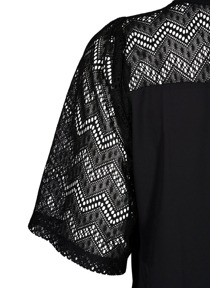 Overhemdblouse met korte kanten mouwen, Black, Packshot image number 3