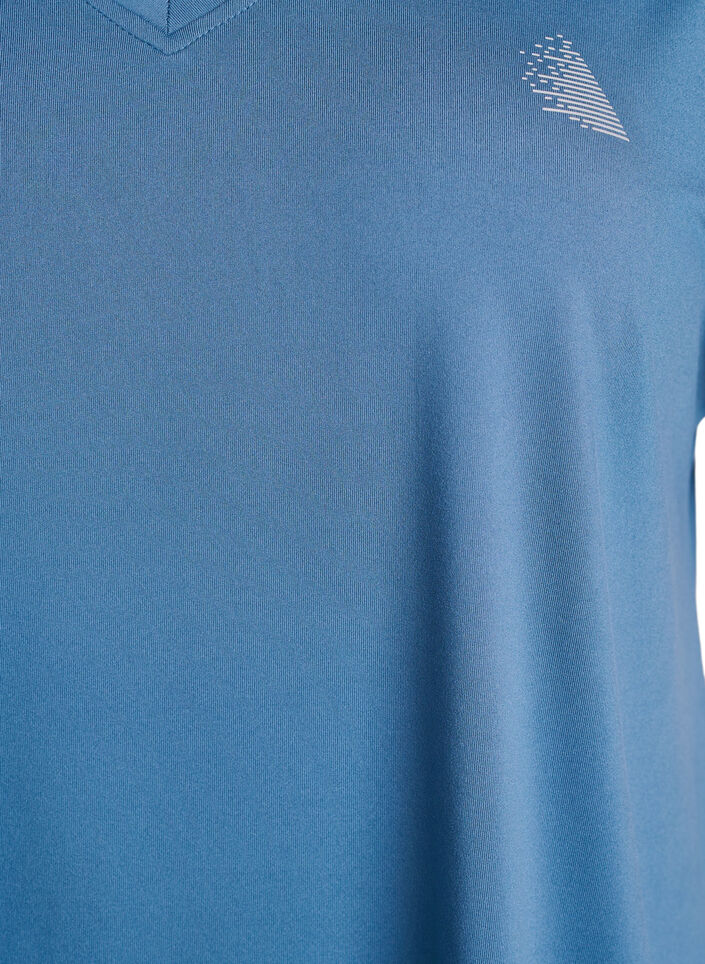 Sportief t-shirt met korte mouwen en v-hals, Blauw, Packshot image number 2