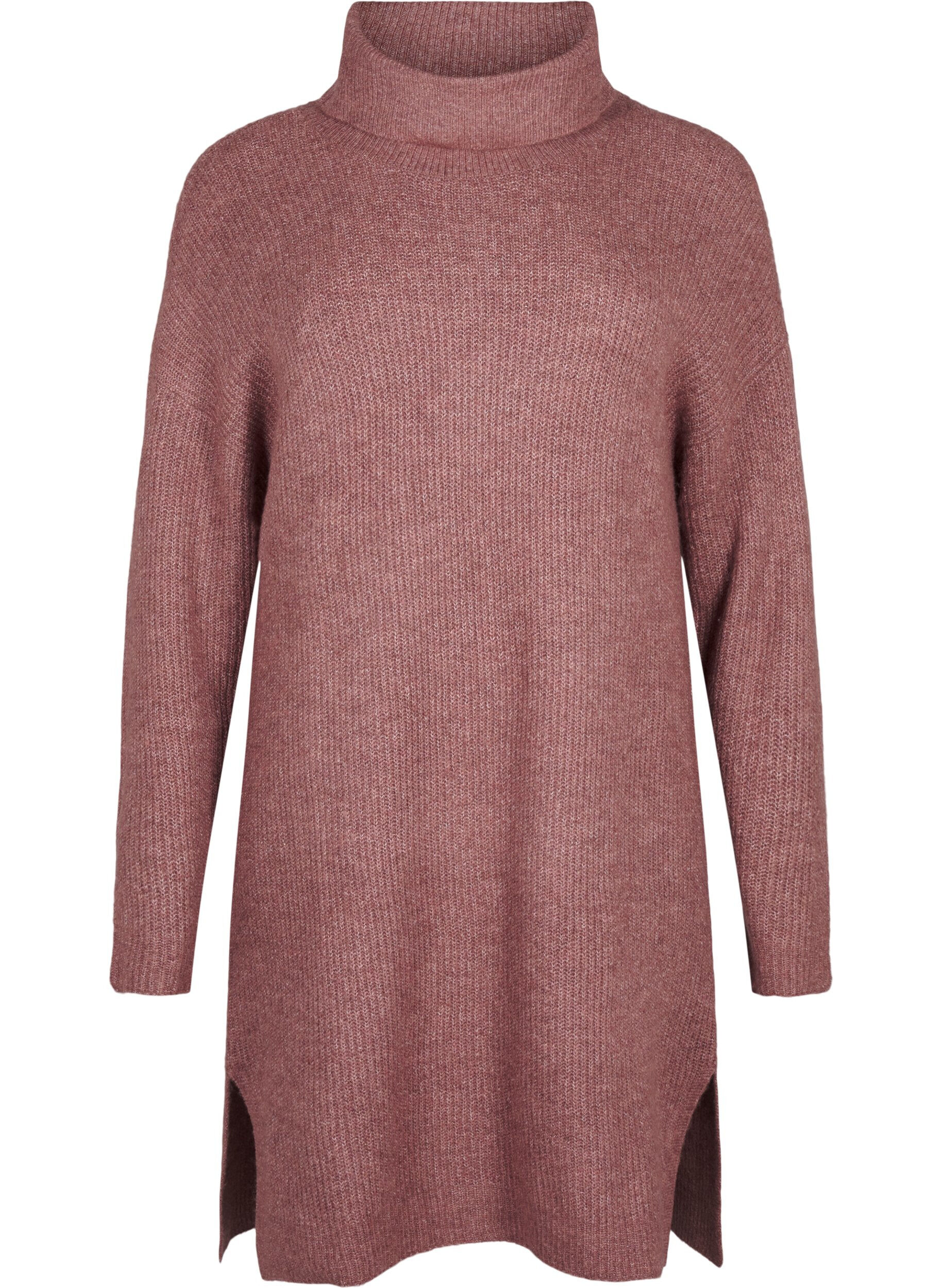 ZizziGebreide jurk met col, Rood, Packshot image number 0