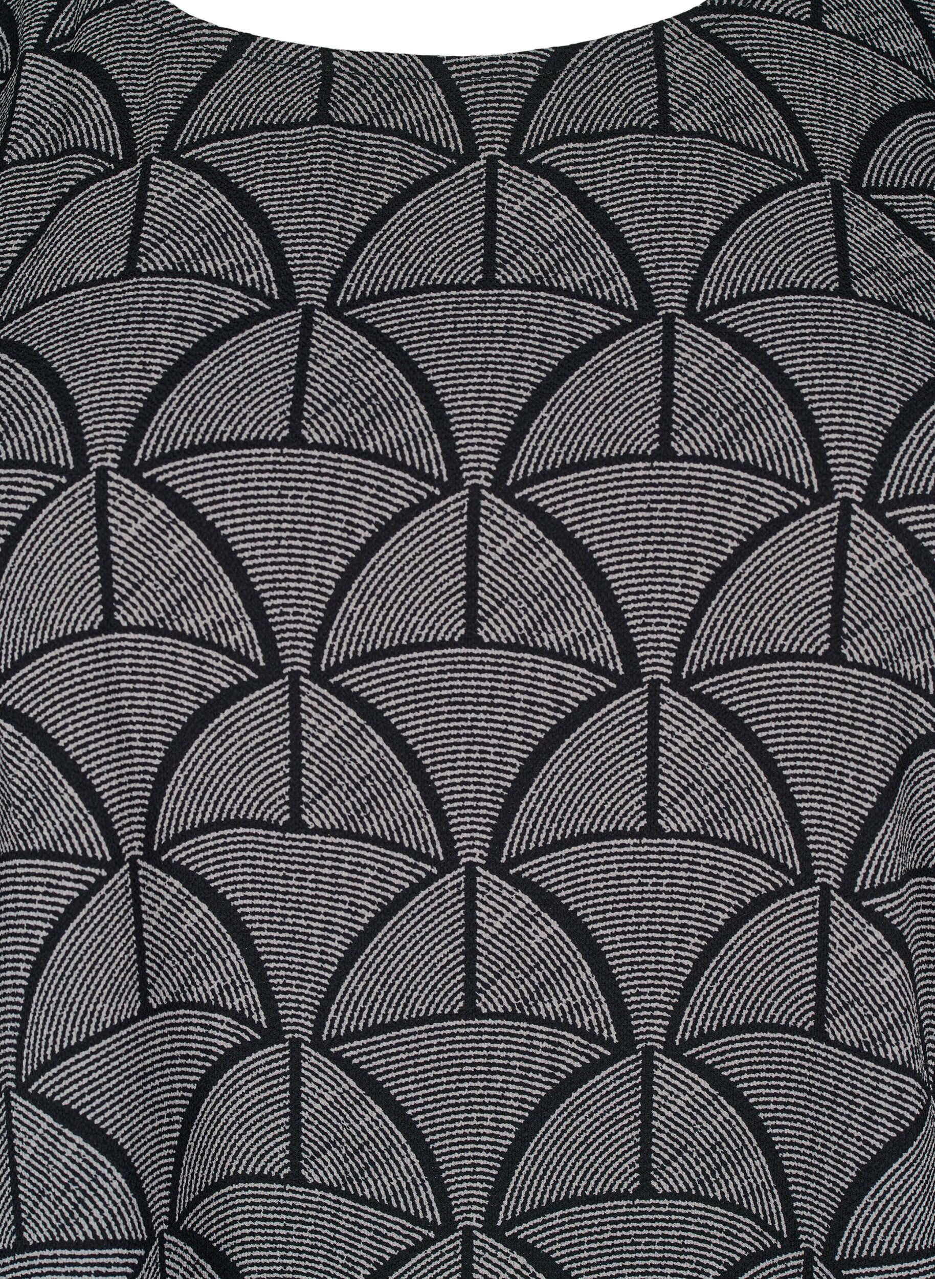 Zizzi Blouse met korte mouwen en print, Black Grey Graphic , Packshot image number 2