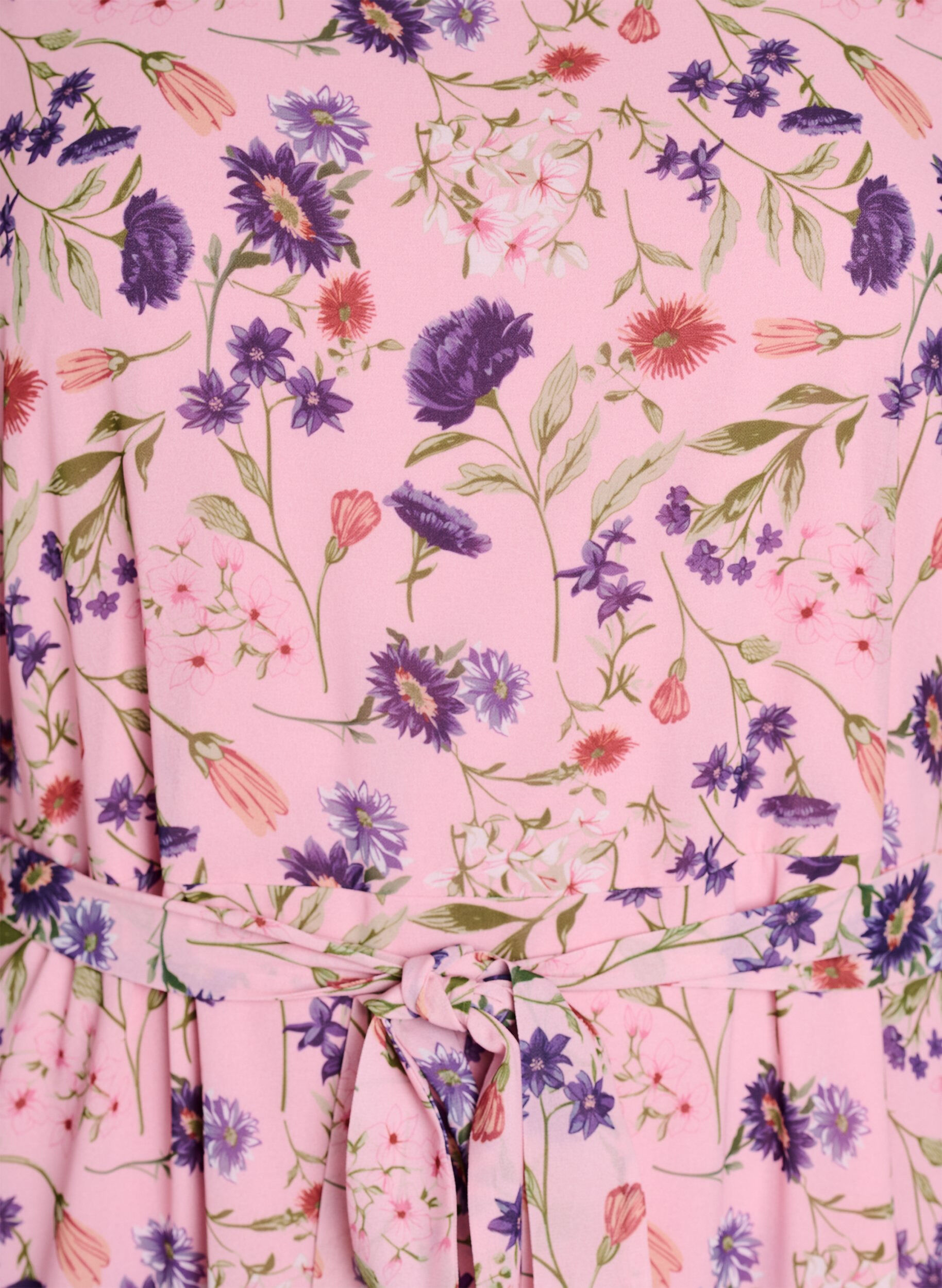 Zizzi Lange jurk met bloemendessin en vleermuismouwen, Rose Flower AOP, Packshot image number 2