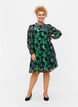 Jurk van viscose met bloemen en lurex structuur, Black w. Green Lurex, Model image number 2