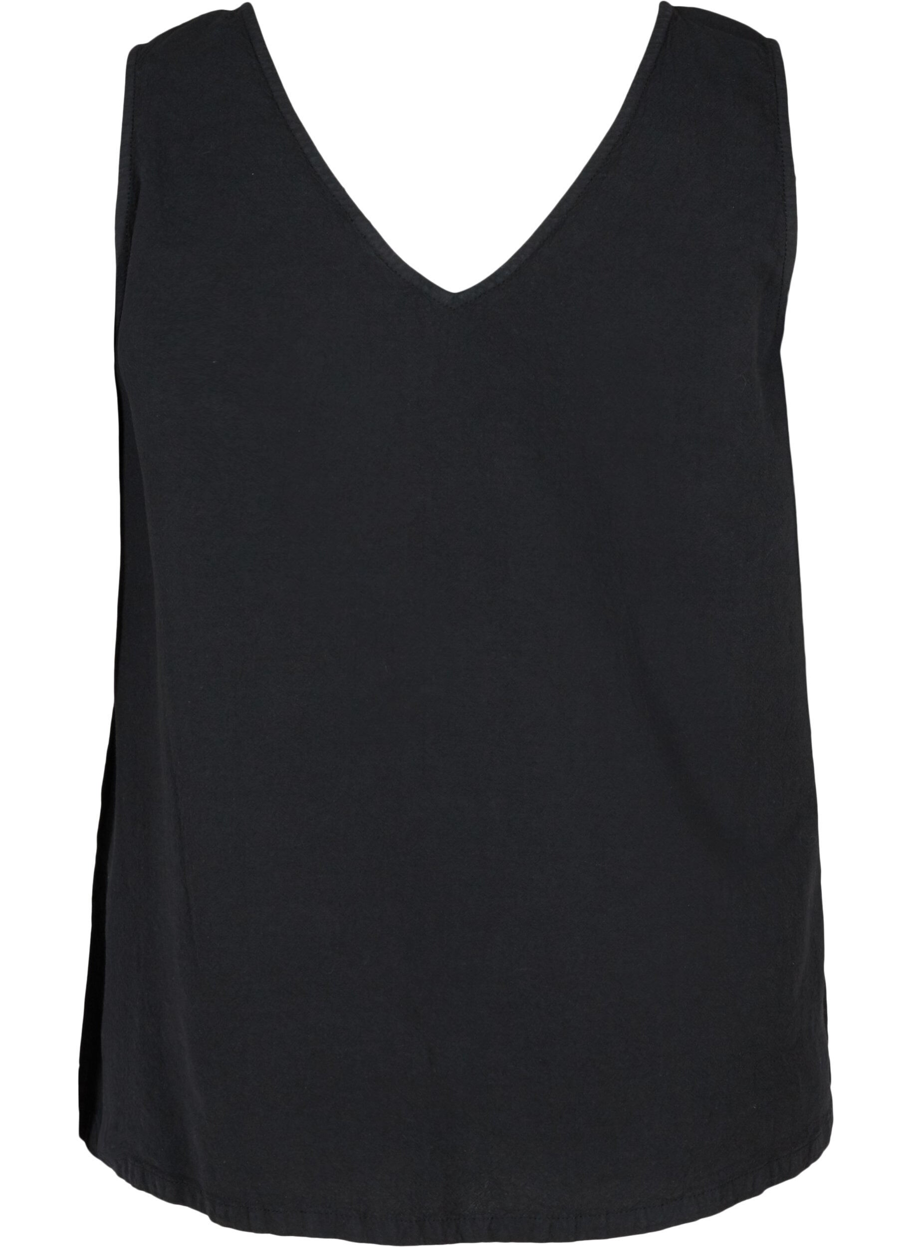 Zizzi Mouwloze top in katoen, Black, Packshot image number 1