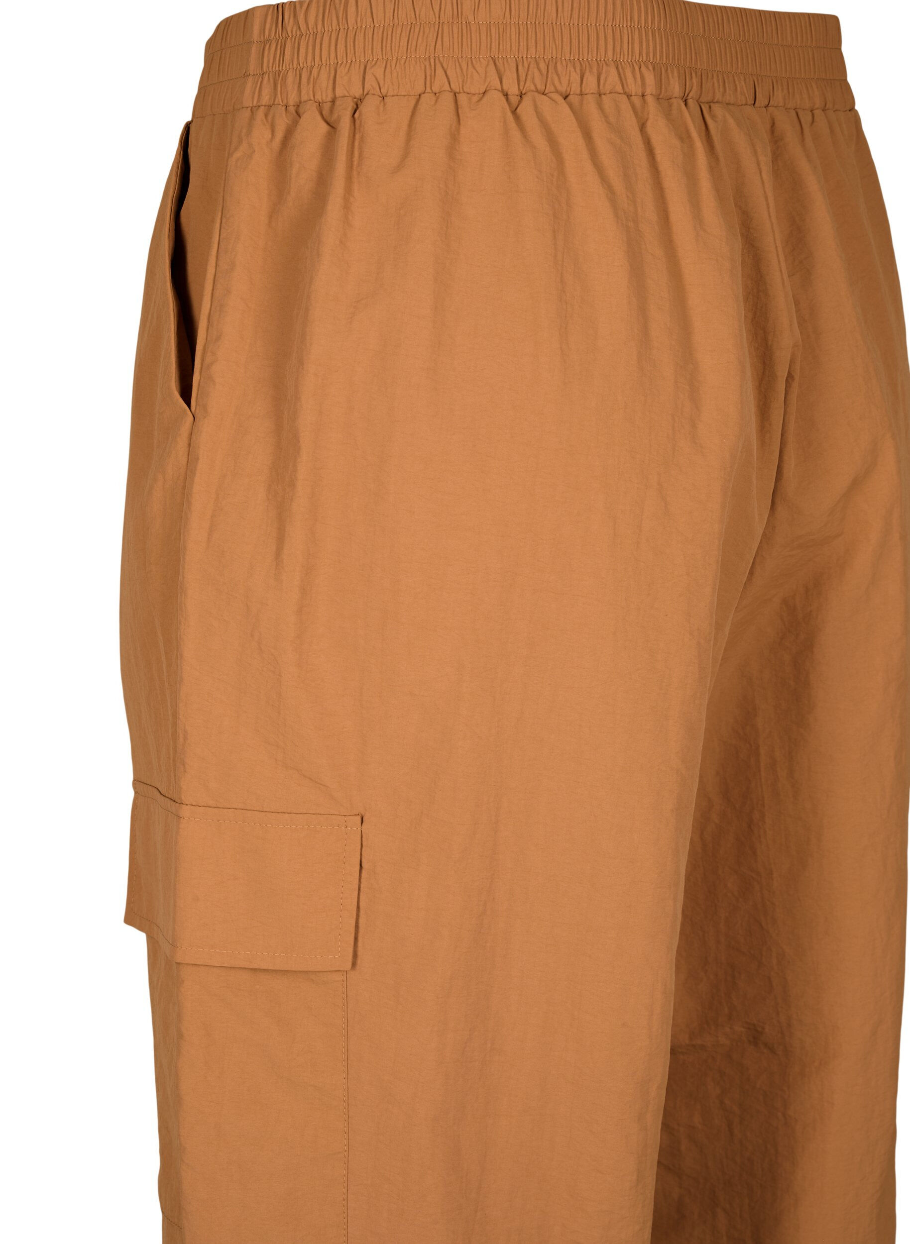 Zizzi Cargo broek met aanpasbare elastische trekkoord, Sand, Packshot image number 3