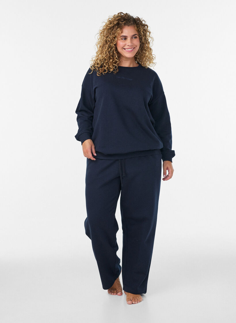 Sweatshirt met tekstprint, Blauw, Model image number 1