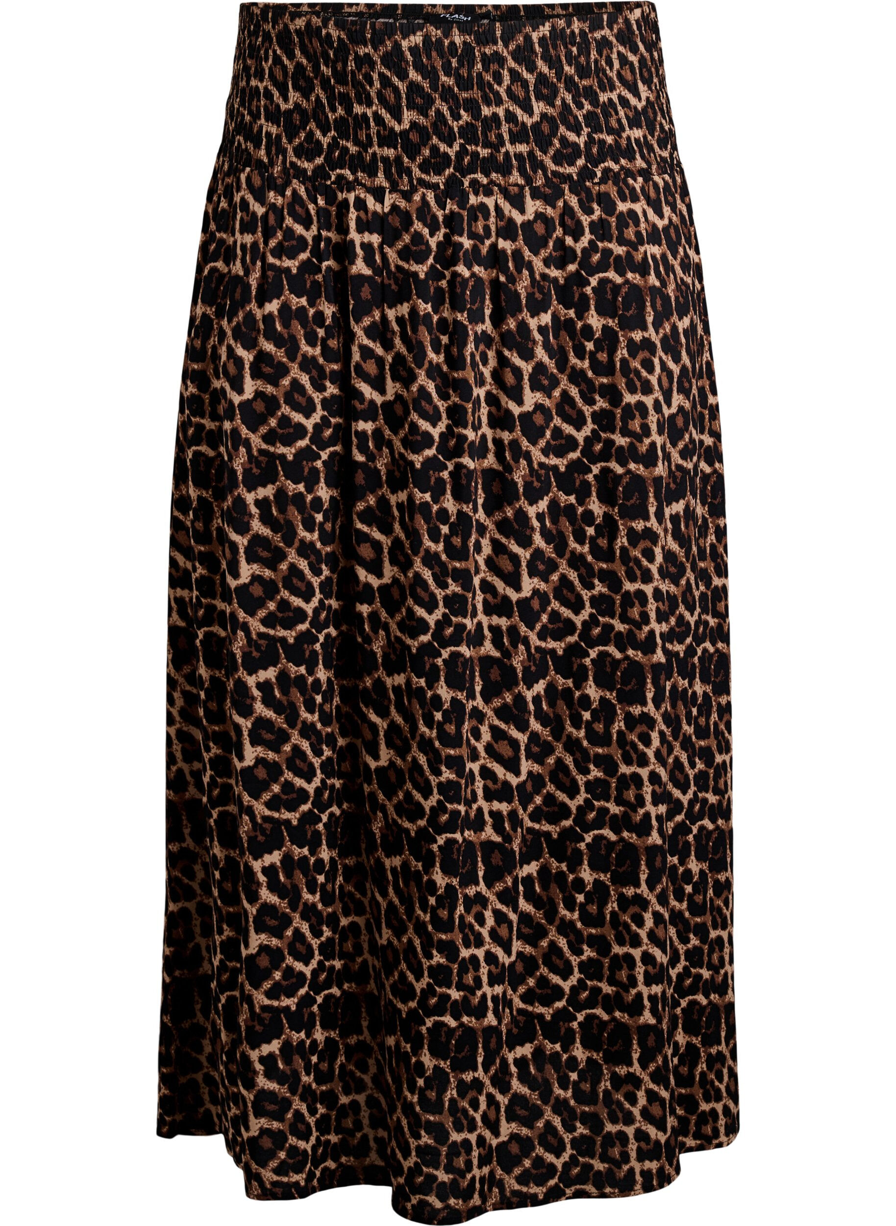 ZizziMaxi rok in viscose met smokwerk, Bruin, Packshot image number 0