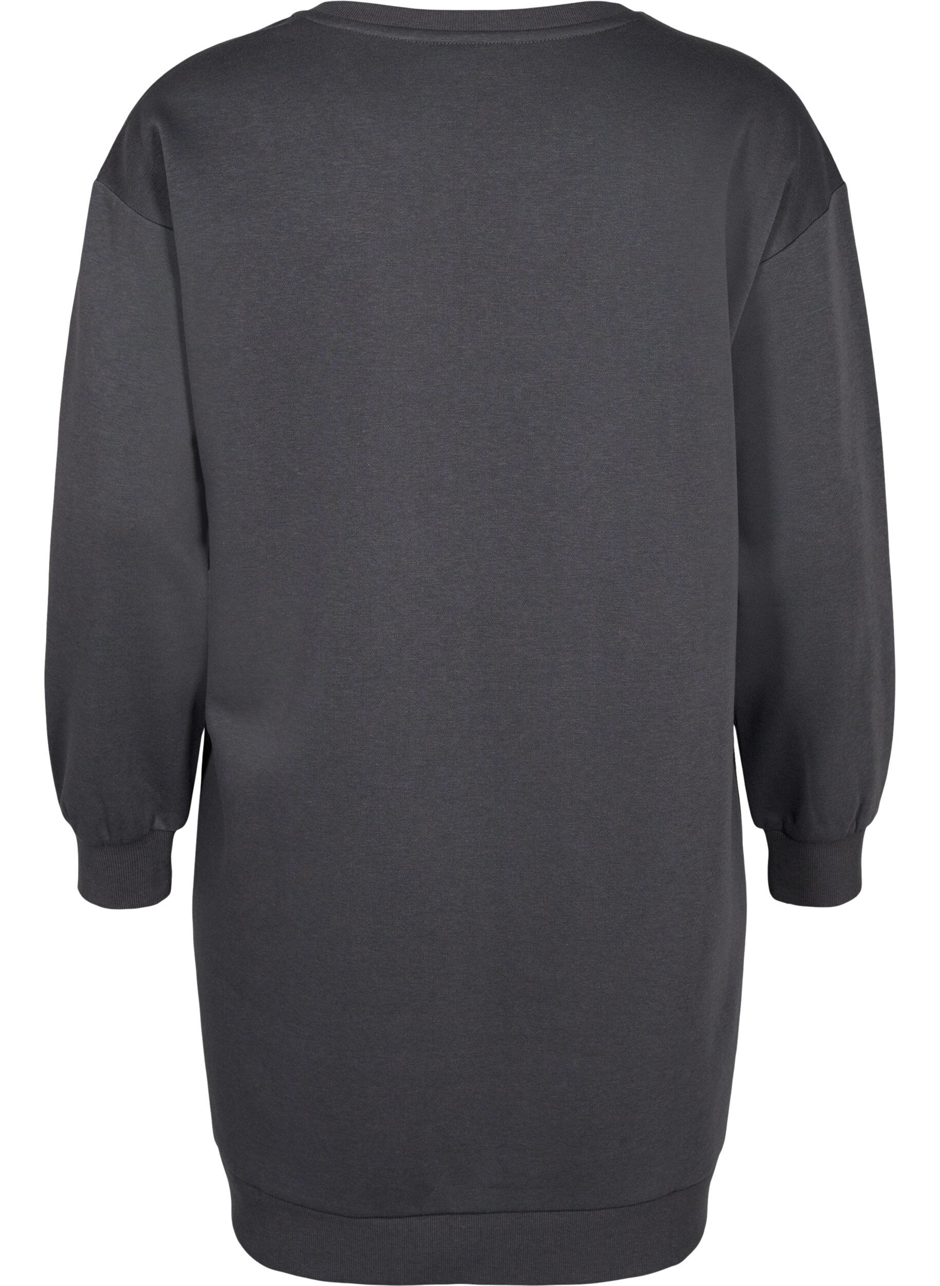 Zizzi Sweater-jurk met geborduurde details, Dark Grey, Packshot image number 1
